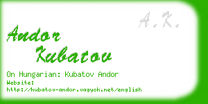 andor kubatov business card